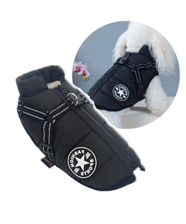 Oncpcare dog coat with dishes for small dogs warm dog winter coat pet jacket for cats puppies small dogs M black