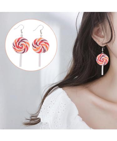 CALLARON 8 Pcs Polymer Clay Earrings Large Dangle Earrings for Women Creative Earrings Silver Hoop Earrings for Women Chunky Women Earrings Lollipops European and American Cane 3X5.3CMx2pcs Assorted Color 2x2pcs - Buy Online on GoSupps.com