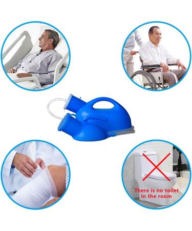 Portable Men's Urinal 2000ml - Large Capacity Male Urine Cup for Elderly, Hospital Beds & Wheelchairs (Blue) - Buy Online on GoSupps.com