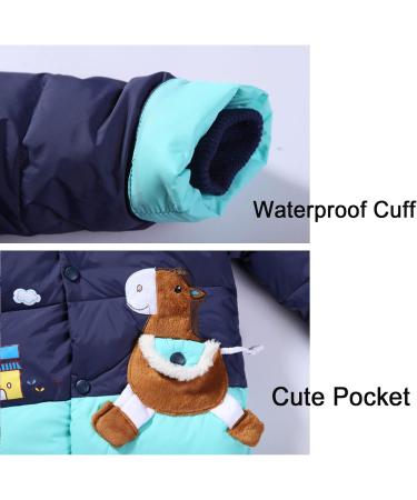 2-Piece Toddler Snowsuit Set | Hooded Down Jacket with Ski Pants | Winter Unisex Snow Outfit | Blue | 18-24 Months - Buy Online on GoSupps.com
