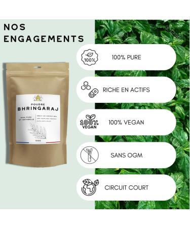 ESSENTIOIL Bhringaraj Powder - 100% Natural - Against hair loss Promotes growth Soothes the skin - All hair and skin types - 100g - French Brand - Buy Online on GoSupps.com