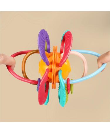 Baby Teether Toy - Soft Rattle & Sensory Ball for Teething Pain Relief | Food Grade Safe, Colorful Design | Infant Grip & Gum Massage - Buy Online on GoSupps.com