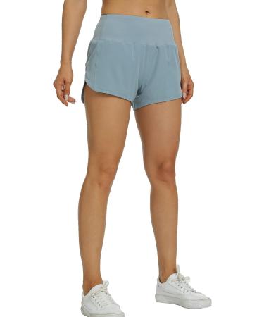 Kcutteyg Women's High Waisted Running Shorts with Liner - X-Large Denim Blue - Buy Online on GoSupps.com