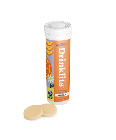 Drinklits Orange Electrolyte Tablets for Hydration | Great Taste - Natural Flavor - 0g Sugar | Single Tube (10 Tablets/Servings)