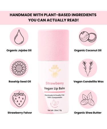 Buy Vegan Strawberry Scented Lip Balm 2 Pack | Organic Cruelty-Free Eco-Friendly - Artfully Crafted in the USA - Buy Online on GoSupps.com