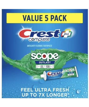 Crests Complete + Scope Outlast Ultra Toothpaste 6.3 oz. 5 Pack