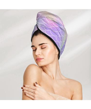 Hair Towel Wrap with Button | Quick-Dry Towel Turban for Effortless Hair Drying (Fish Scale Design - Buy Online on GoSupps.com