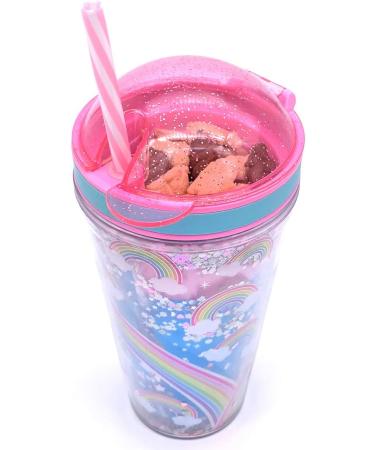 Hot Focus Snack and Drink Cup Rainbow Theme Kid's Combo All-in-One Tumbler for On-The-Go Bonus Sheet of Fun Unicorn and Caticorn Stickers - Rainbow - Buy Online on GoSupps.com