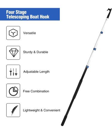 Playinyard 12ft Telescoping Boat Hook for Docking | Lightweight Aluminum Dock Pole | Floating & Multipurpose | Black - Buy Online on GoSupps.com