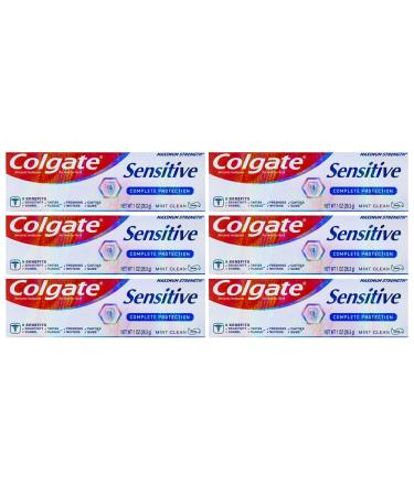 Colgate Sensitive Complete Protection Toothpaste Maximum Strength Clean Mint Travel Size 1 oz (28.3g) - Pack of 6