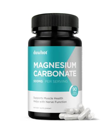 duwhot Magnesium Carbonate 500mg High Absorption Supplement for Digestive Health Muscle & Nerve Function 3 Month Supply Vegan Non-GMO Gluten-Free 90 Capsules