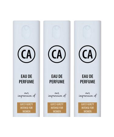 CA Perfume Impression of Guilty Intense For Woman Travel Size Sample Fragrance Eau de Parfum Sprayer (0.3 Fl Oz/10 ml) X3