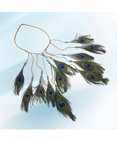 Minkissy Peacock Spring Headband | Bohemian Hippie Gypsy Vintage Feather Hair Band for Women & Girls | Perfect for Carnival & Festival - Buy Online on GoSupps.com