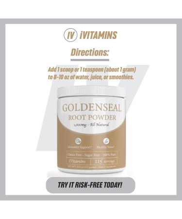 iVitamins Golden Seal Powder - Golden Seal Powder for Sinus - Goldenseal - Echinacea Goldenseal - Goldenseal Root - Golden Seal - Goldenseal Root Powder Organic - 1 000mg per Serving - 115 Servings - Buy Online on GoSupps.com