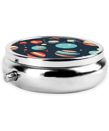 Outer Space Planet Portable Round Pill Box - Lightweight Moisture-Proof Vitamin Organizer | Perfect for Travel & Daily Use - Buy Online on GoSupps.com