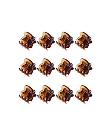 12PCS Mini Small Plastic Hair Clips Claws Pins Clamps Hairpin for Girls Kids Women Coffee Color