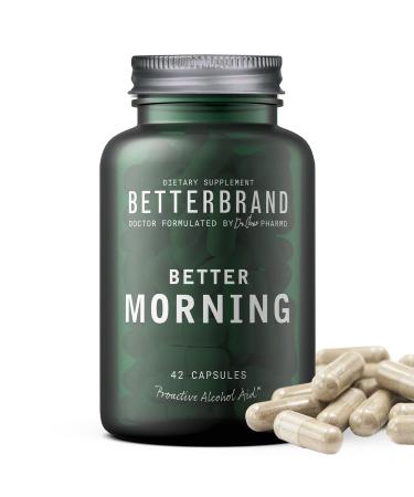 BETTERBRAND BetterMorning All-Natural Ingredients Including DHM | Prevents Headaches & Nausea and Supports Liver Aid | Gluten-Free, Vegetarian (42 Capsules) 42 Count (Pack of 1)