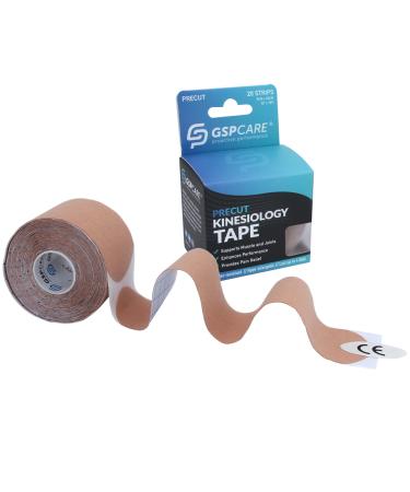 Pre-Cut I Kinesiology Tape Elastic Sports Tape Used to Prevent Muscle Damage Protect Joints and Relieve Muscle Pain 20 Pieces of Pre-Sliced 5cm*5m Medical Tape.(Skin) Skin Pre-Cut I