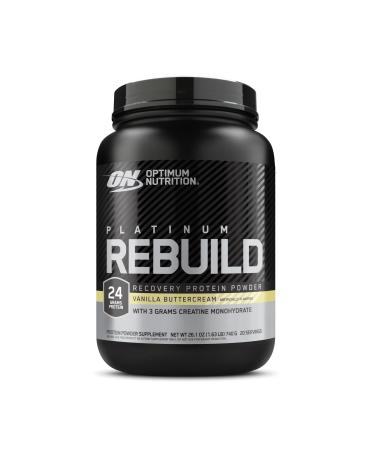 Optimum Nutrition Platinum Rebuild Premium Platinum Blend Protein Powder with Creatine Vanilla Buttercream 20 Servings