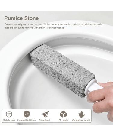 2Pack Pumice Cleaning Stone with Handle Toilet Bowl Cleaner Brush with Disposable Crevice Brush And Replacement Heads for Kitchen/Bath/Pool/Household Cleaning Limescale Deposits Mildew & Grills(White) - Buy Online on GoSupps.com
