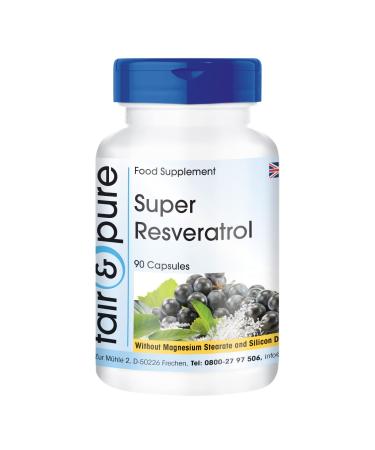Fair & Pure - Super Resveratrol Natural Trans-resveratrol from Knotweed and bioflavonoids (quercetin Rutin OPC) Vegan 90 resveratrol Capsules