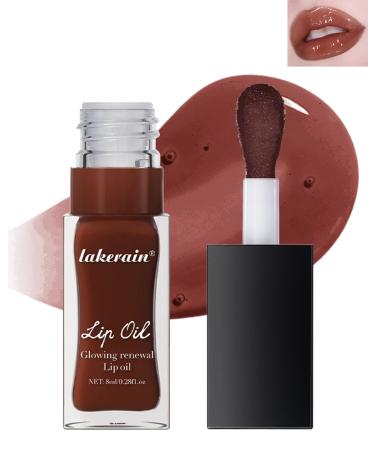Hydrating Lip Glow Reviver Oil Tinted Plumping Lip Oil Gloss Long Lasting Moisturizing Clear Lip Oil Stain for Lip Care Dry Lips High Shine Lip Glaze-04 04#Jam