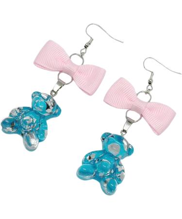 Feyley Fashion Bowknot Earrings | Colorful Resin Dripping Bear Trailer Danglers | Unique Cartoon Sweets Jewelry Gift - Buy Online on GoSupps.com
