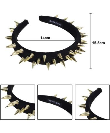 Miaija Studded Headband Punk Style Rivet Headband Spike Headband Hair Hoop Wicked Queen Headpiece for Women (Gold) - Buy Online on GoSupps.com