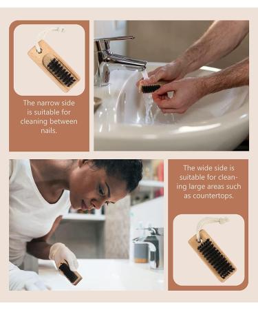 Wooden Nail Brush Set - 2Pcs Double Sided Hand and Nail Cleaning Brush - Eco Friendly Fingernail Brush for Home, Garden, and Salon Use - Bench Wood, Black Color - Buy Online on GoSupps.com