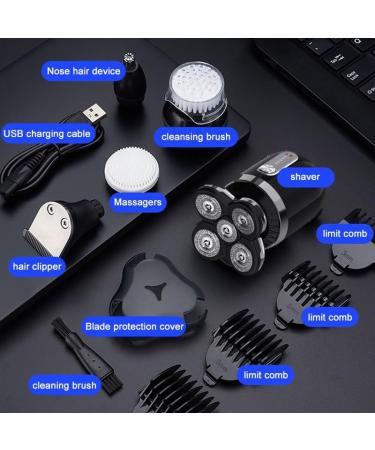5-in-1 Portable Electric Head Shaver for Bald Men - USB Rechargeable Waterproof Mini Hair Trimmer & Nose Hair Razor - Buy Online on GoSupps.com