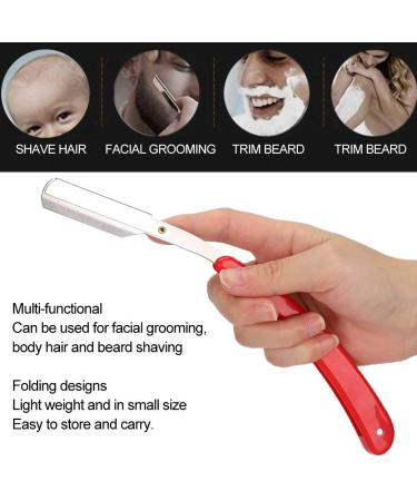 Professional Portable Beard Razor Holder - 2-Piece Classic Folding Face Care Tool for Men - Red & Black - International Shipping Available - Buy Online on GoSupps.com