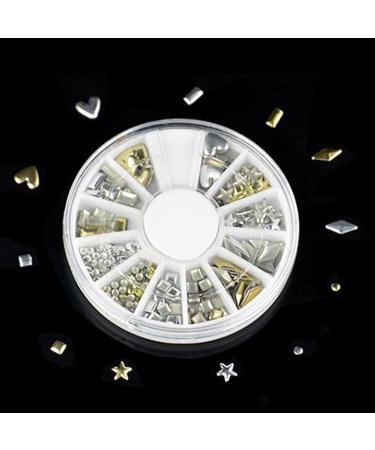 Gemini_mall Professional Manicure 3D Nail Art Decorations Wheel With Gold And Silver Metal Studs In 6 Different Shapes - Buy Online on GoSupps.com