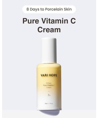 8 Days Pure Vitamin C Cream - Korean Moisturizer for Radiant Skin Deep Hydration & Glow | Stabilized Vitamin C Kakadu Plum & Beta-Glucan | 1.7fl oz - Yellow Expert - Buy Online on GoSupps.com