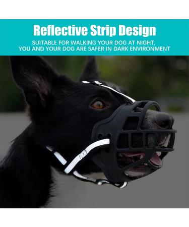 Dog Muzzle for Large Breed Adjustable Dogs Muzzles for Xl Bully Breathable Basket Muzzle with Reflective Strip to Prevent Biting Barking Chewing (X-Large) XLarge - Buy Online on GoSupps.com