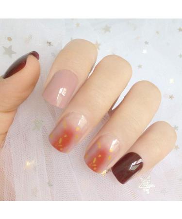 Shop Hujl 24-Part Dark Brown Gradient Artificial Nails - DIY Nail Art for Stunning Manicures - Buy Online on GoSupps.com