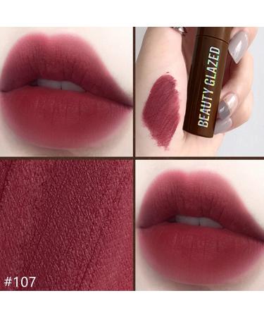 Beauty Glazed Chocolate Lipstick - Matte Lip Glaze Waterproof Lip Gloss Sexy Red - Desert Rose #107 | International Shipping - Buy Online on GoSupps.com