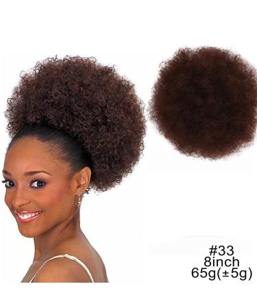 8 Inch Afro Puff Synthetic Hair Bun - Kinky Curly Drawstring Ponytail Clip Extensions for Women - Color 33 - Buy Online on GoSupps.com
