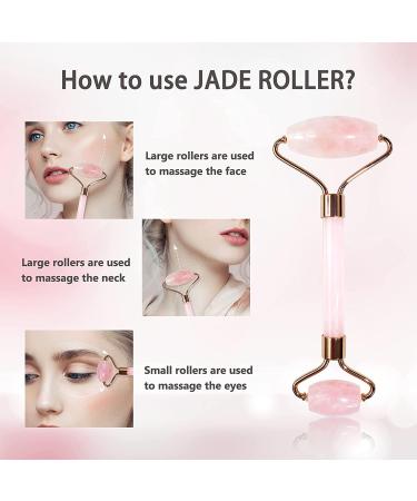 Gua Sha Massage Kit | Natural Jade & Rose Quartz Facial Roller | Eye Swelling & Skin Tightening Tool - Buy Online on GoSupps.com