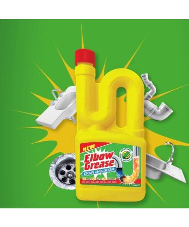 Elbow Grease Drain Unblocker 750 ml Effective for Sinks Baths Showers - For Stubborn Blockages- with Elbow Grease Scrubbing Pad - Buy Online on GoSupps.com