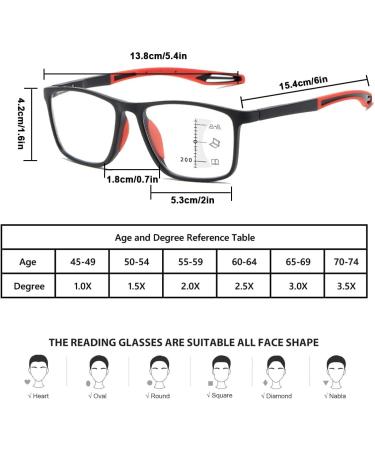 TR90 Flexible Blue Light Blocking Reading Glasses Progressive Multifocus Computer Readers Anti Glare Glasses(Couleur:Orange Grandeur:1.5X) - Buy Online on GoSupps.com