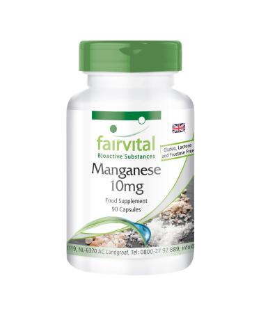 Fairvital | Manganese 10mg - for 3 Months - HIGH Dosage - Vegan - 90 Capsules - Essential Trace Element - Buy Online on GoSupps.com