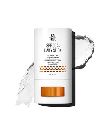 SPF50 PA Daily Sunscreen Stick | Lightweight Non-Greasy Fast Absorbing No White Cast Sunscreen | Natural Finish For All Skin Types 15gm 0.53 Ounce