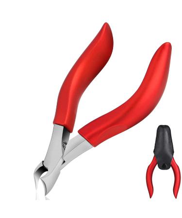 Toenail Clippers for Thick Nails & Ingrown Toenail Treatment.Heavy Duty Professional Toe Nail Clippers for Men&Elderly Large Toenail Scissors for Seniors/Mens/Women Long Handle Safety Strong RONAVO Think toenails(Red)