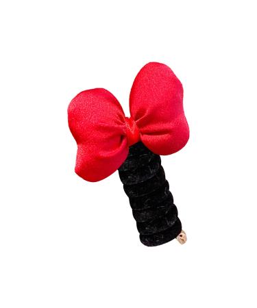 amangul Sweet Bowknot Spirals Hair Tie for Children No Crease Cord Hair Tie Ponytail Holder Elastic Traceless Plush Hair Bands(Red Bow)