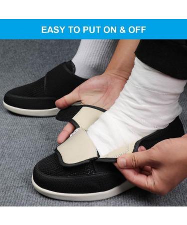 Men's Wide Width Adjustable Closure Shoes - Lightweight for Diabetic & Swollen Feet - SK2 10 Wide in Dark Black - Buy Online on GoSupps.com