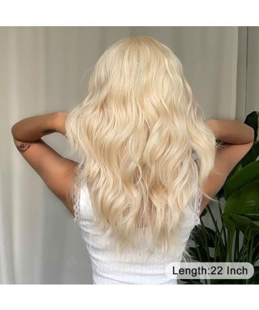 Allbell Long Wavy Blonde Wig for Women with Bangs - Heat Resistant Synthetic Hair Replacement - Buy Online on GoSupps.com