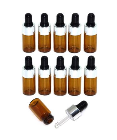 12 pieces 3 ml 0.1 ounce empty replaceable brown mini glass drip bottle with black rubber cap and pipette portable perfume essential oil aromatherapy glass bottle holder