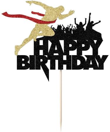 Happy Birthday Cake Toppers Sports Themed Runners Cake Toppers Track Cross Country or Marathon Party Birthday Party Cake Toppers - Buy Online on GoSupps.com