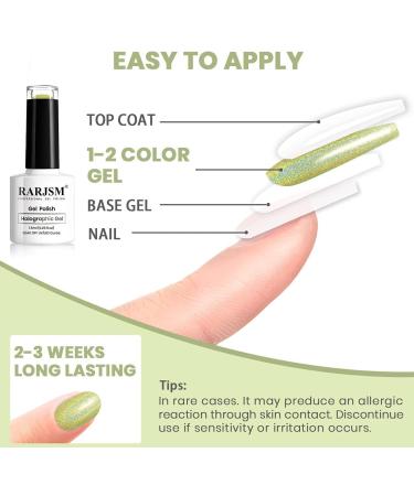 RARJSM Green Holographic Gel Polish Pastel Light Green Nail Polish Unicorn Effect Laser Glitter Nail Gel 7.5ML Curing Required Nail Art Colors Home Gel Manicure Single Bottle - Buy Online on GoSupps.com