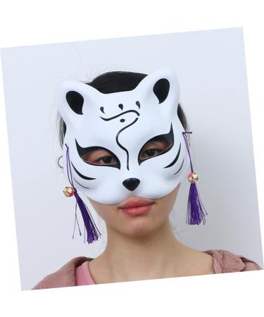 Imikeya Japanese Fox Cat Costume - Half Face Masquerade Clown Outfit for Women with White Fuchs Mask & Hand Costume - Buy Online on GoSupps.com